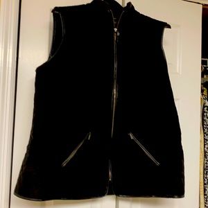 Talbots quilted fleece vest ,leather trim sz16